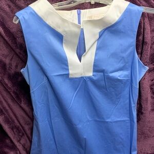 Shannon McLean Sheath Dress M? Elegant Blue and White Women's Dress